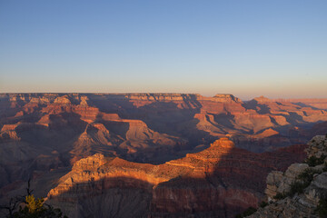 Fototapeta na wymiar Sunset view into the Grand Canyon National Park from South Rim, Arizona 