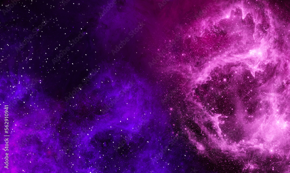 Wall mural space background with realistic nebula and shining stars. abstract scientific background with nebula