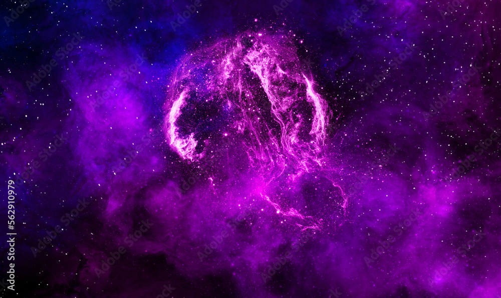 Wall mural space background with realistic nebula and shining stars. abstract scientific background with nebula