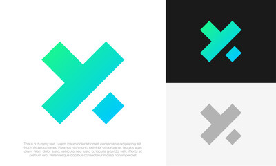 XY or YX letter logo initial minimal design vector	
