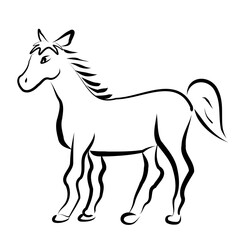 馬のペン画イラスト（モノクロ）