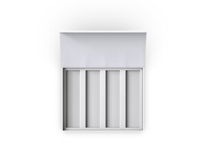 Blank white square set box with open cap ready for your branding and design mockup template isolated on white background, 3d illustration.