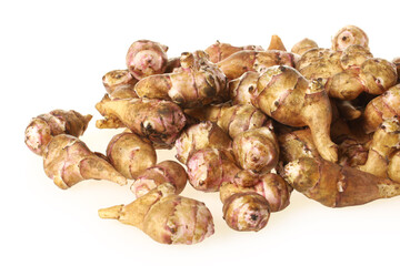 Jerusalem artichoke on white background 