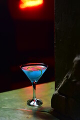 Refreshing summer cocktail in glasses beautifully designed