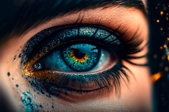 Cosmic human eyes in close range  Generative AI