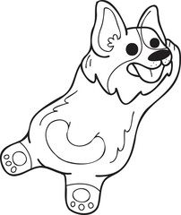 Hand Drawn sleeping Corgi Dog illustration in doodle style
