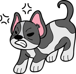 Hand Drawn French bulldog illustration in doodle style