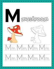 Alphabet handwriting word tracing and coloring worksheets