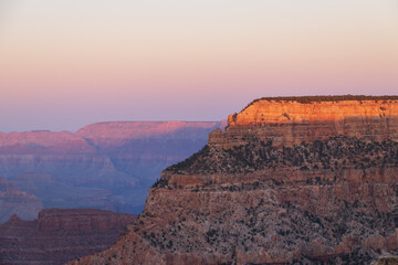 Sunset views into the Grand Canyon National Park from South Rim, Arizona