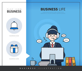 Easy-to-write business situation illustration design 
