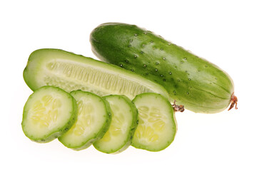 Green cucumber on the white background