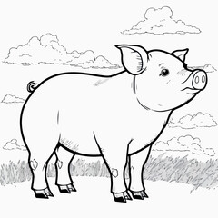 pig in the farm coloring book