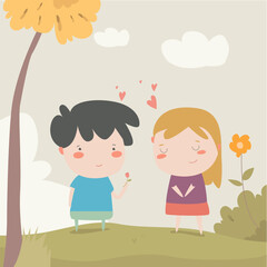 Love Couple Flat Illustration