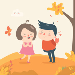 Love Couple Flat Illustration