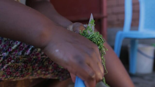 Hands Cutting Kales
