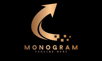 Marketing Pixel service abstract monogram vector logo template