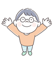 手を挙げる男の子