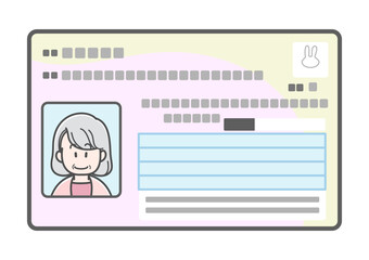 高齢の女性のマイナンバーカードのイラスト（表側）