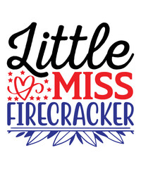 Fototapeta na wymiar Little miss firecracker SVG, Messy bun with american flag,Sunflower USA flag,Patriotic Highland cow,Cow svg, USA flag themed,soldiers
