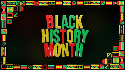 Black History Month 3d style Template Design Illustration, African American History. with colored raised arms text background