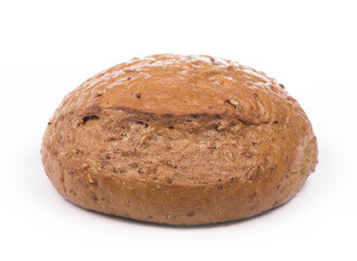 Bread with sunflower seeds. Tasty rye bread, isolated on white background