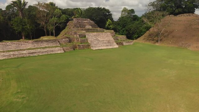 Altun Ha, Mayan Temple in Belize Drone Video Shot, Aerial Footage