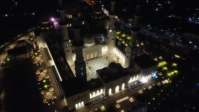 Sheikh Zayed Solo Mosque is a big Mosque in Surakarta, Landmark Surakarta. Beautiful architecture of the Sheikh Zayed Solo Mosque. Aerial view