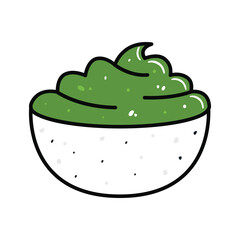 Sushi in cartoon style. Cute wasabi bowl for menu