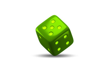 Uncertainty concept with dice standing on its edge - 3d rendering