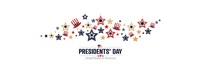 Presidents' Day banner. Decoration for holidays. Modern minimal design. 