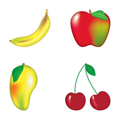 Set of fruits in vector. Isolated on a white background.