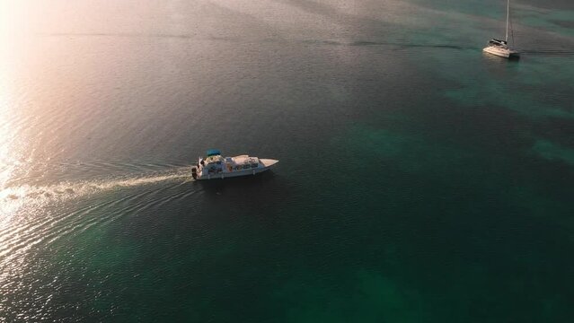 Tropical Island Drone Footage. Caye Caulker in Belize. Aerial Drone of Paradisiac Island.