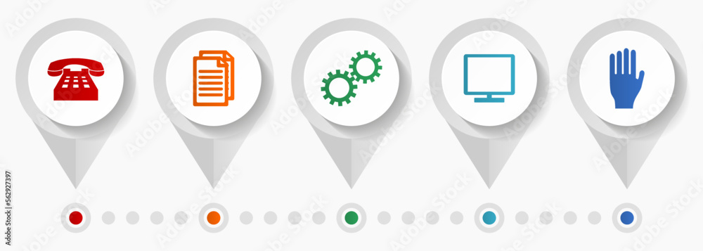 Poster technology vector icons, flat design web pointers collection, business concept infographic template