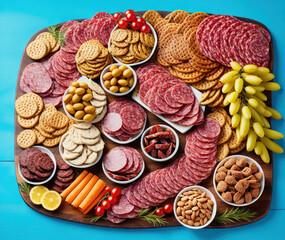 Fototapeta premium salami and cheese and bread