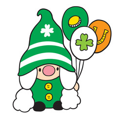 Cartoon cute St patrick's day Gnome character vector.