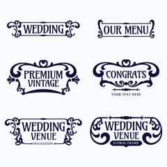 Flourish frames for wedding label, banner, logo, emblem, menu, sticker and other design