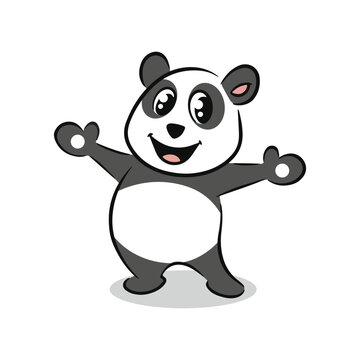 Cute smiley panda cartoon vector illustration