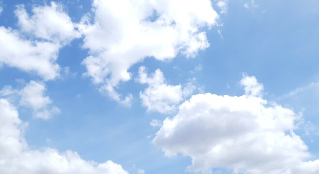 Photo of some white wispy and fluffy clouds and blue sky, cloudscape