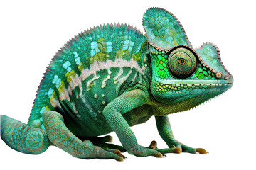 Chameleon isolated on white background, generative ai, PNG