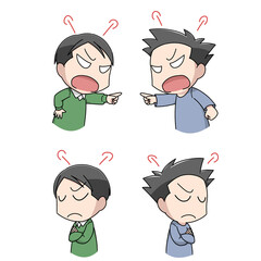 喧嘩する男性のイラスト2パターン