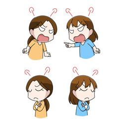 喧嘩する女性のイラスト2パターン