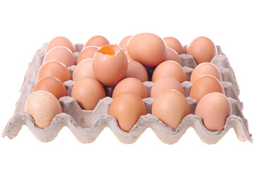 Broken egg isolated on white background