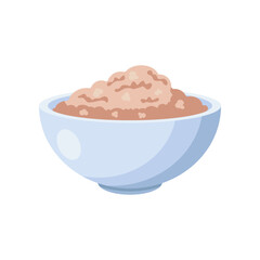 Oatmeal porridge for breakfast cartoon illustration. Bowl of porridge. Food, grain, healthy lifestyle, nourishment concept