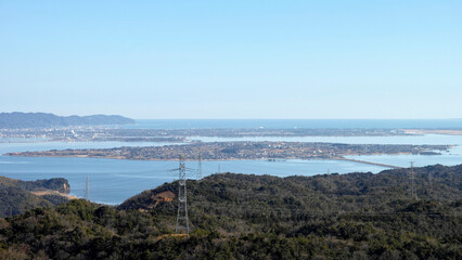 Fototapeta premium 島根県松江市の和久羅山から見た大根島と弓浜半島