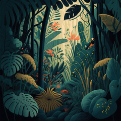 background in jungle colors, generative AI  - obrazy, fototapety, plakaty