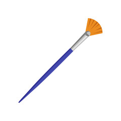 Painting fan brush for artists cartoon illustration. Paintbrush for drawing on white background, painter supply. Art, stationery concept