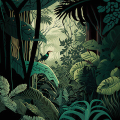 background in jungle colors, generative AI  - obrazy, fototapety, plakaty