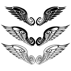 Vector set of tattoo angel wings
