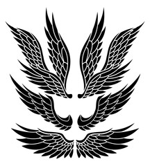 Fototapeta premium Vector set of tattoo angel wings