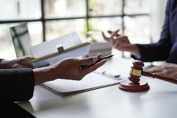 Businessman with lawyer discussing law firm business plan - Market Analysis Summary